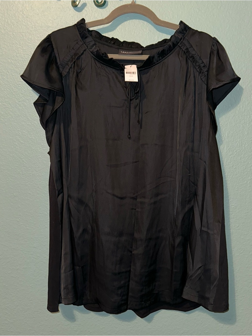 Satin flutter sleeve blouse
